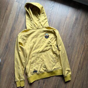 Saga Outerwear Co Quilted Hoodie Mustard Yellow Mountain Patch